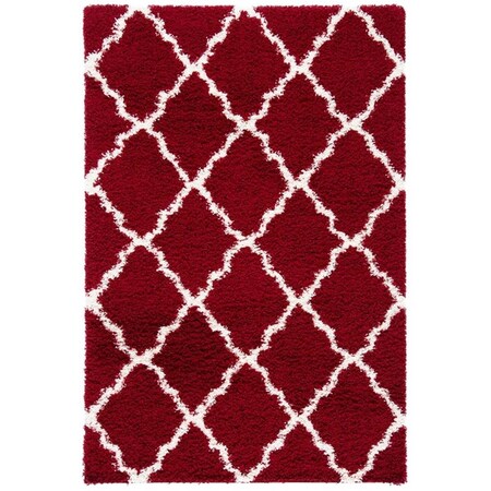 Safavieh 3 x 5 ft. Dallas Shag Contemporary Rectangle Power Loomed Rug Red & Ivory SGD257Q-3